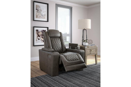 [Special Price] HyllMont Gray Power Recliner with ADJ Headrest by Ashley at Eve Furniture