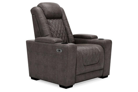 [Special Price] HyllMont Gray Power Recliner with ADJ Headrest by Ashley at Eve Furniture