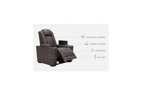 [Special Price] HyllMont Gray Power Recliner with ADJ Headrest by Ashley at Eve Furniture