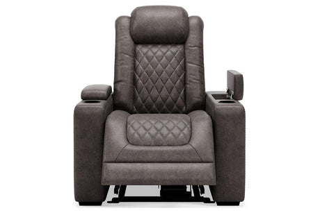 [Special Price] HyllMont Gray Power Recliner with ADJ Headrest by Ashley at Eve Furniture