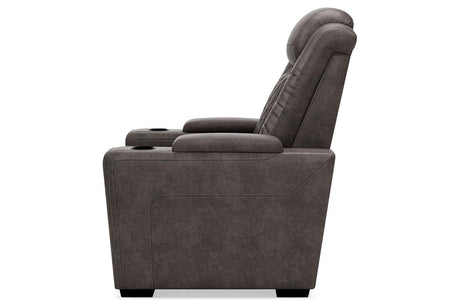 [Special Price] HyllMont Gray Power Recliner with ADJ Headrest by Ashley at Eve Furniture
