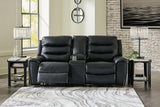 (Special) Warlin Black Power Reclining Loveseat with Console by Ashley at Eve Furniture