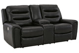 (Special) Warlin Black Power Reclining Loveseat with Console by Ashley at Eve Furniture