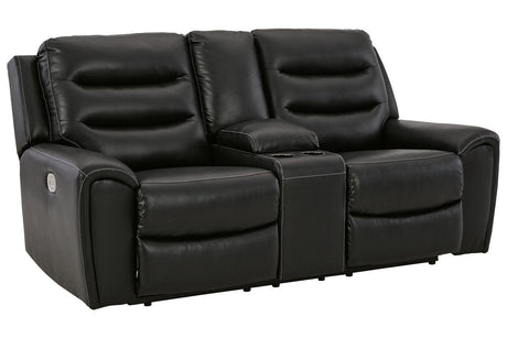 (Special) Warlin Black Power Reclining Loveseat with Console by Ashley at Eve Furniture