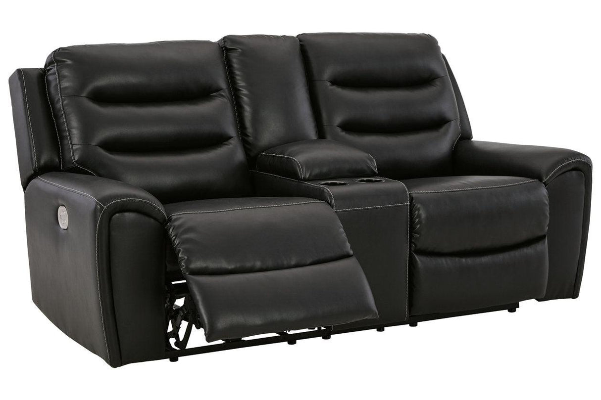 (Special) Warlin Black Power Reclining Loveseat with Console by Ashley at Eve Furniture
