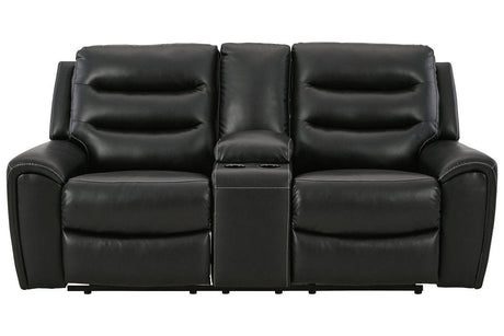 (Special) Warlin Black Power Reclining Loveseat with Console by Ashley at Eve Furniture
