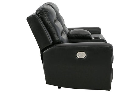 (Special) Warlin Black Power Reclining Loveseat with Console by Ashley at Eve Furniture
