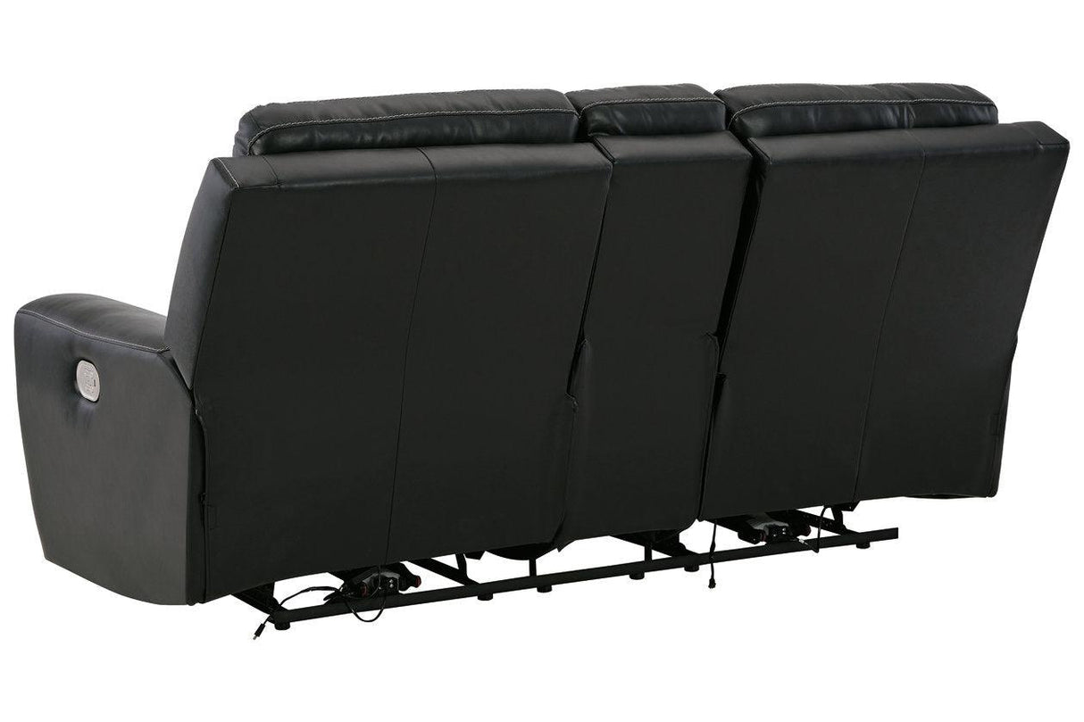 (Special) Warlin Black Power Reclining Loveseat with Console by Ashley at Eve Furniture