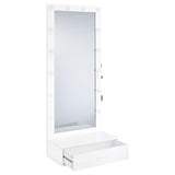 Spector White High Gloss 1-drawer Lighted Full-Length Floor Mirror by Coaster at Eve Furniture