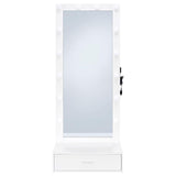 Spector White High Gloss 1-drawer Lighted Full-Length Floor Mirror by Coaster at Eve Furniture