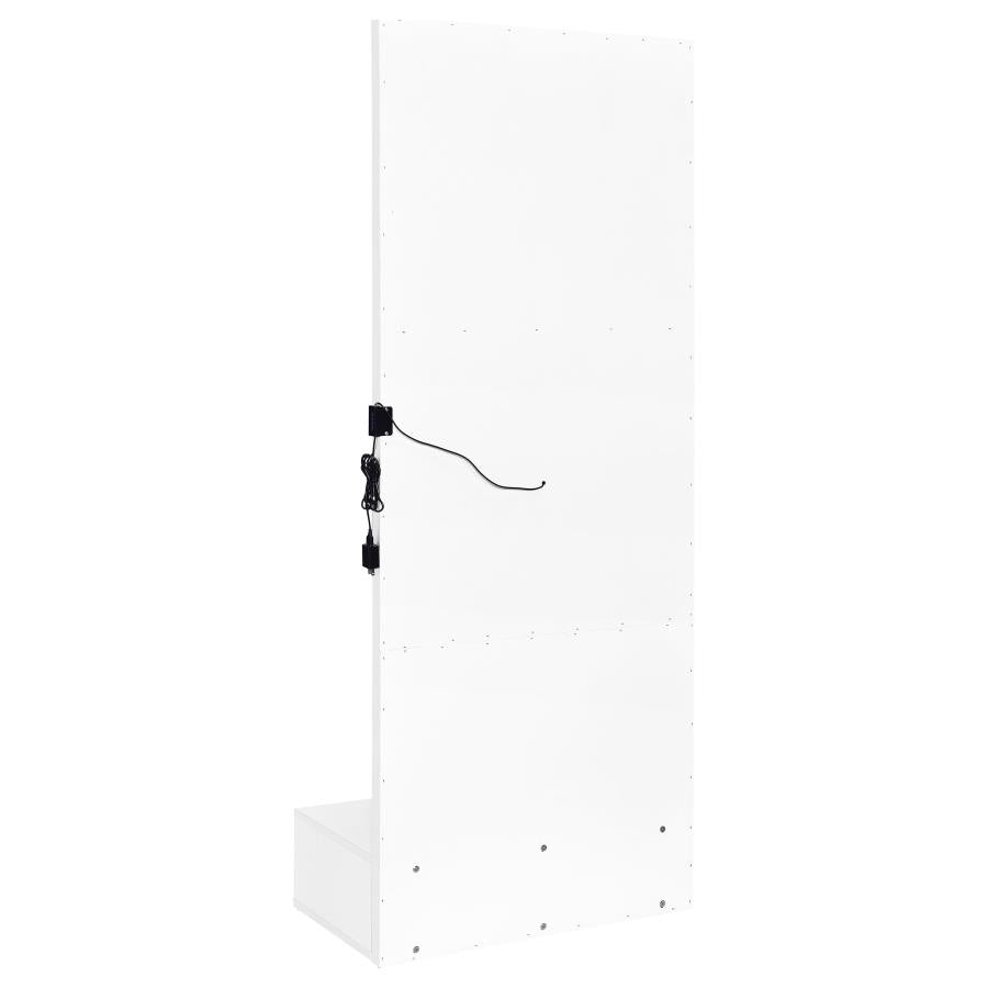 Spector White High Gloss 1-drawer Lighted Full-Length Floor Mirror by Coaster at Eve Furniture