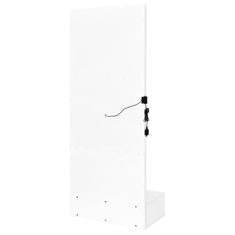 Spector White High Gloss 1-drawer Lighted Full-Length Floor Mirror by Coaster at Eve Furniture