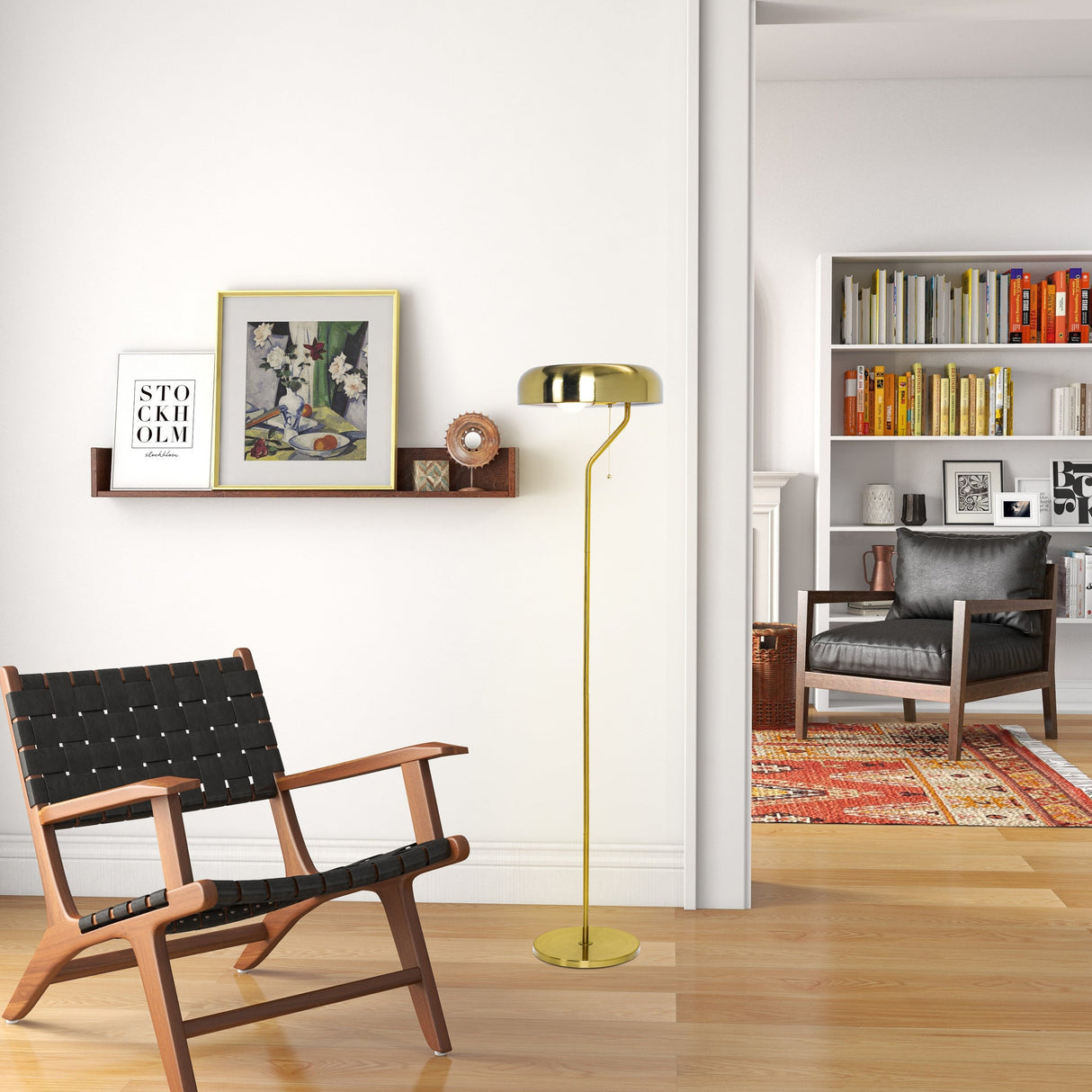 Spectra Floor Lamp - Gold outer and White inner by Ashcroft Furniture at Eve Furniture