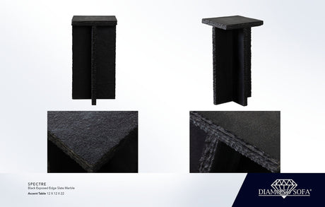 Spectre Black Slate Stone End Table by Diamond Sofa at Eve Furniture