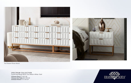 Spectrum White/Gold Wood Dresser by Diamond Sofa at Eve Furniture
