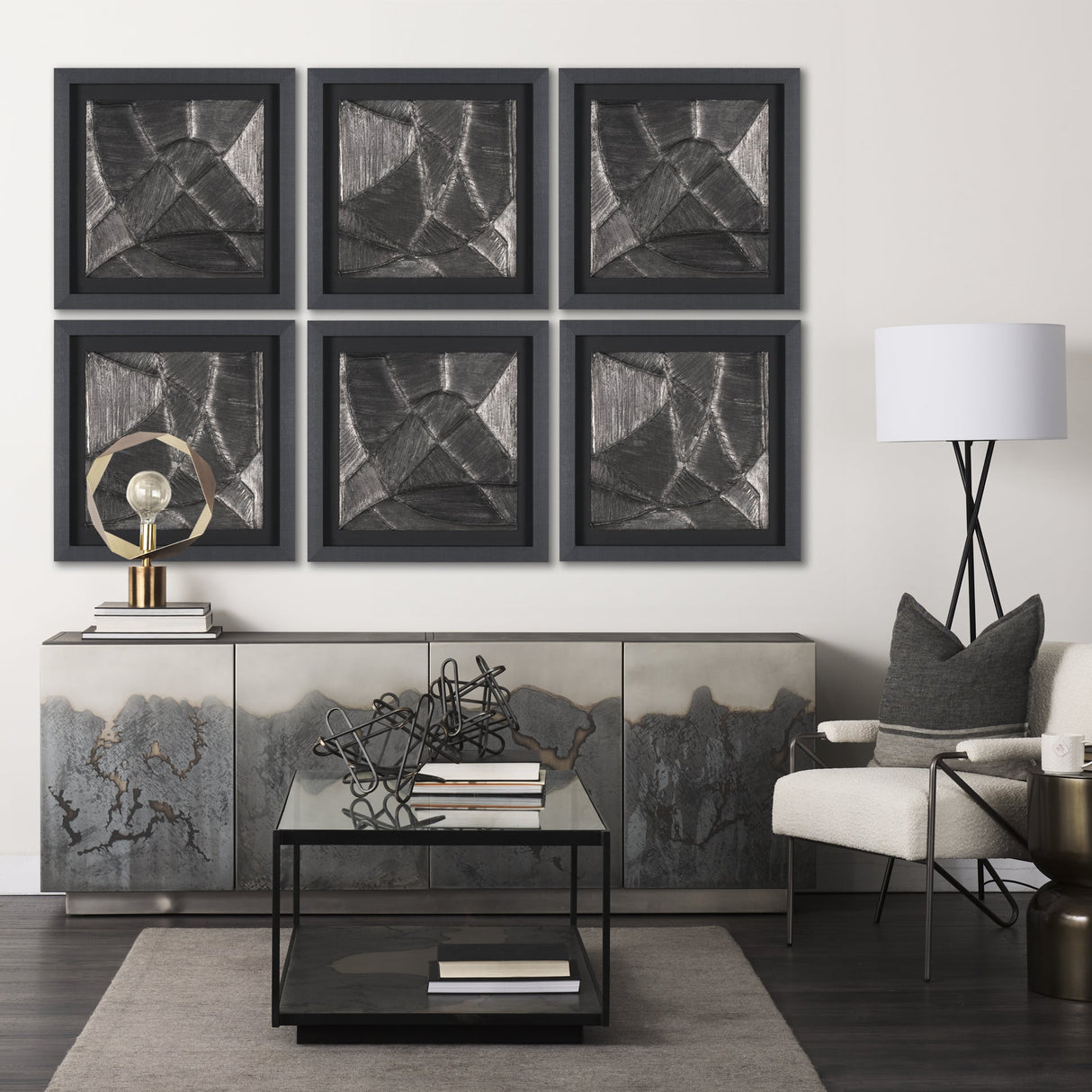 Spelter by Studio M a handmade Original Framed 3D Textured Artwork under Glass by Mercana at Eve Furniture