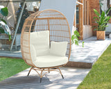 Spezia Patio Freestanding Egg Chair with Cream Cushions by Manhattan Comfort at Eve Furniture