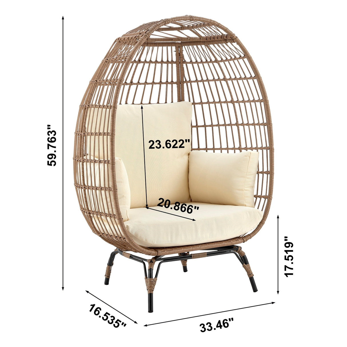 Spezia Patio Freestanding Egg Chair with Cream Cushions by Manhattan Comfort at Eve Furniture