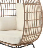 Spezia Patio Freestanding Egg Chair with Cream Cushions by Manhattan Comfort at Eve Furniture