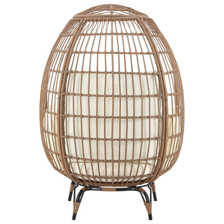 Spezia Patio Freestanding Egg Chair with Cream Cushions by Manhattan Comfort at Eve Furniture