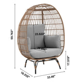 Spezia Patio Freestanding Egg Chair with Grey Cushions by Manhattan Comfort at Eve Furniture