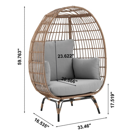 Spezia Patio Freestanding Egg Chair with Grey Cushions by Manhattan Comfort at Eve Furniture