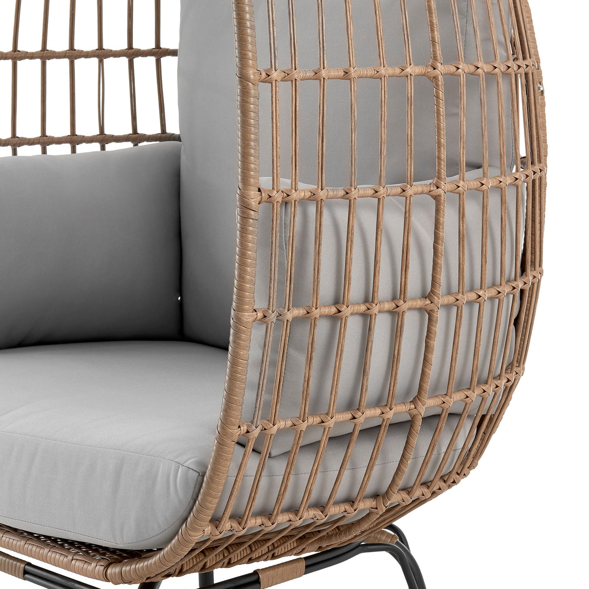Spezia Patio Freestanding Egg Chair with Grey Cushions by Manhattan Comfort at Eve Furniture