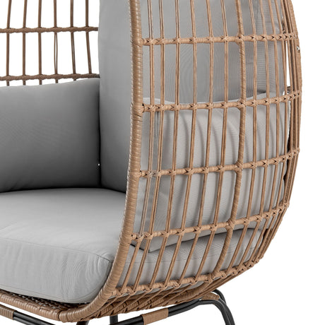 Spezia Patio Freestanding Egg Chair with Grey Cushions by Manhattan Comfort at Eve Furniture