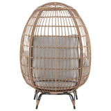 Spezia Patio Freestanding Egg Chair with Grey Cushions by Manhattan Comfort at Eve Furniture