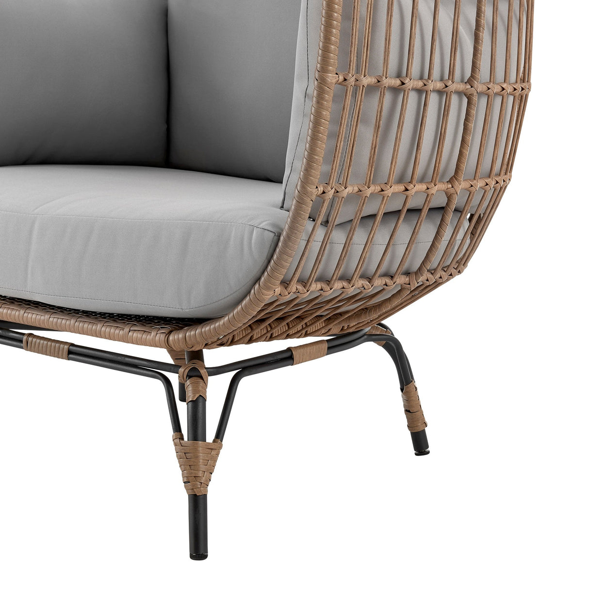 Spezia Patio Freestanding Egg Chair with Grey Cushions by Manhattan Comfort at Eve Furniture