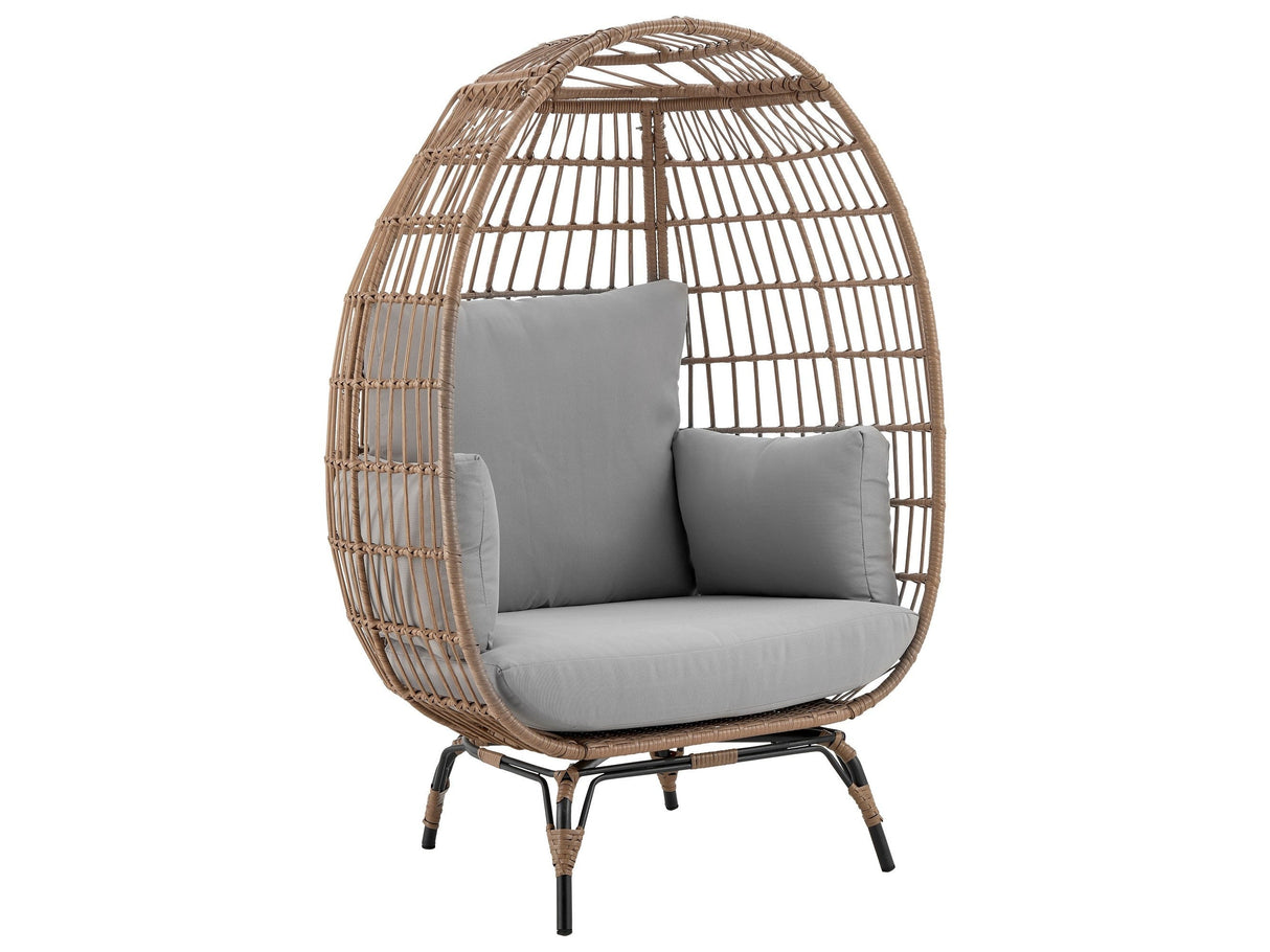 Spezia Patio Freestanding Egg Chair with Grey Cushions by Manhattan Comfort at Eve Furniture
