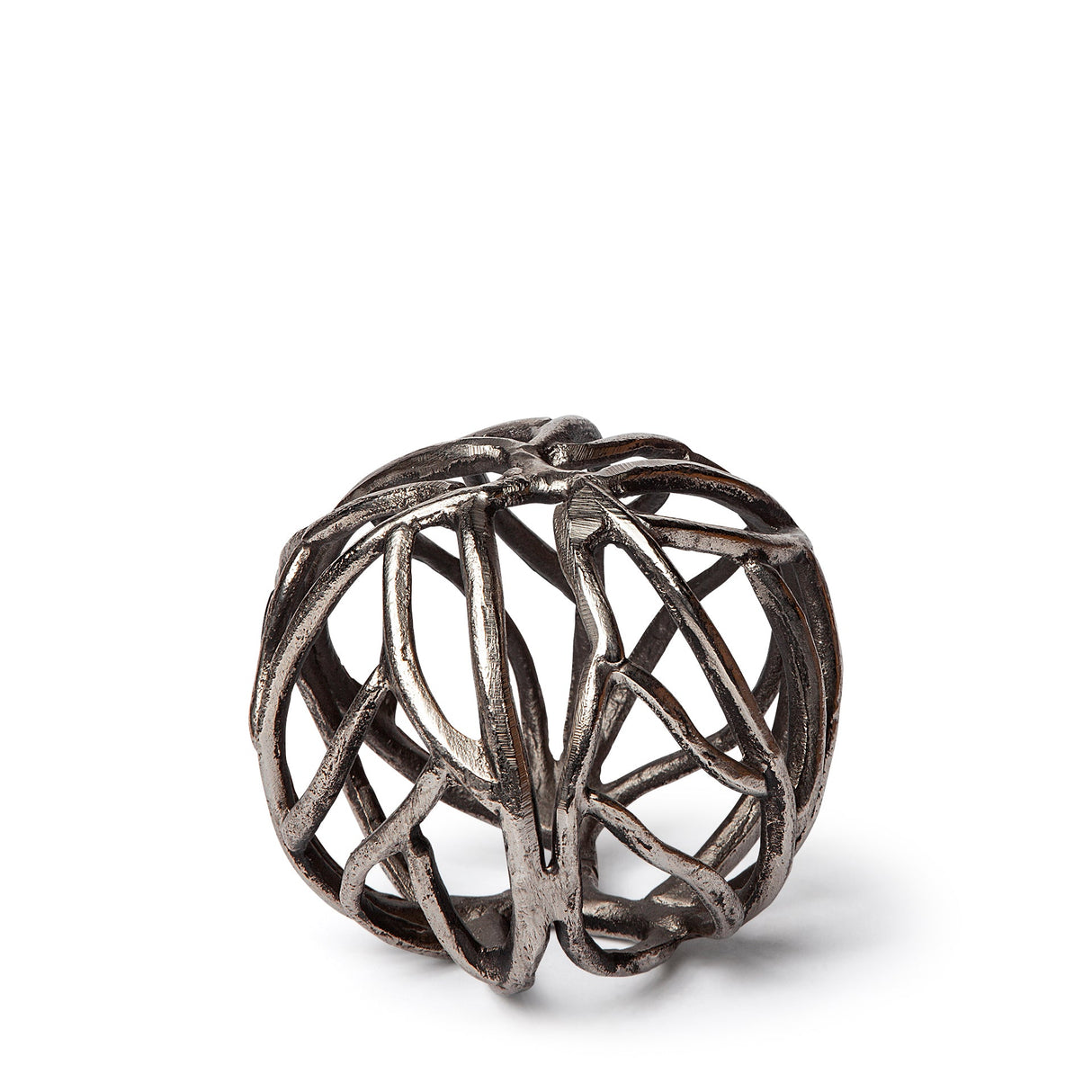 Sphaira I Small 5L x 5W Silver Cast Aluminum Decorative Tree Branch Orb by Mercana at Eve Furniture