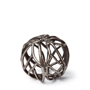 Sphaira I Small Silver Cast Aluminum Decorative Tree Branch Orb by Mercana at Eve Furniture
