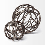 Sphaira II Large 7L x 7W Silver Cast Aluminum Decorative Tree Branch Orb by Mercana at Eve Furniture