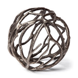 Sphaira II Large 7L x 7W Silver Cast Aluminum Decorative Tree Branch Orb by Mercana at Eve Furniture