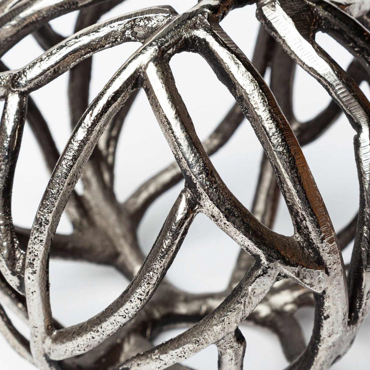 Sphaira II Large Silver Cast Aluminum Decorative Tree Branch Orb by Mercana at Eve Furniture