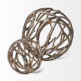 Sphaira Noir I Small 5L x 5W Gold Cast Aluminum Decorative Tree Branch Orb by Mercana at Eve Furniture