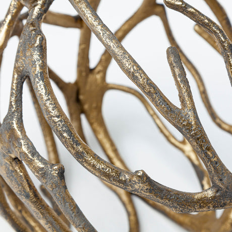 Sphaira Noir I Small 5L x 5W Gold Cast Aluminum Decorative Tree Branch Orb by Mercana at Eve Furniture