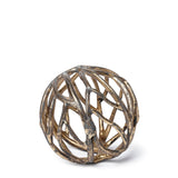 Sphaira Noir I Small Gold Cast Aluminum Decorative Tree Branch Orb by Mercana at Eve Furniture