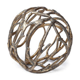 Sphaira Noir II Large 7L x 7W Gold Cast Aluminum Decorative Tree Branch Orb by Mercana at Eve Furniture