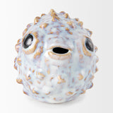 Spike I (Small) 8L x 4W Off-White Ceramic Puffer Fish by Mercana at Eve Furniture