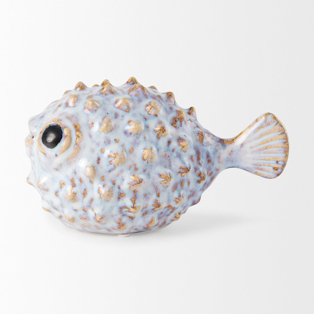 Spike I (Small) 8L x 4W Off-White Ceramic Puffer Fish by Mercana at Eve Furniture
