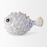 Spike I (Small) 8L x 4W Off-White Ceramic Puffer Fish by Mercana at Eve Furniture