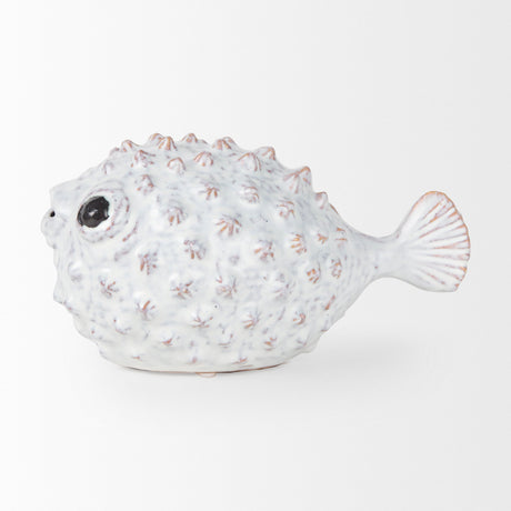 Spike II (Large) Off-White Ceramic Puffer Fish by Mercana at Eve Furniture