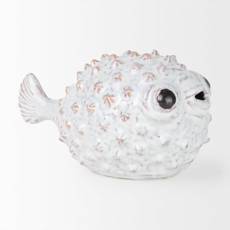 Spike II (Large) Off-White Ceramic Puffer Fish by Mercana at Eve Furniture
