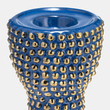 Spiked Navy/gold Ceramic Candle Holder 16"