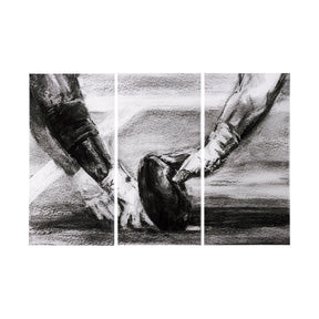 Sports Collection Football 3 Piece Triptych (L) by Mercana Studio a Hand Embellished Textured Canvas by Mercana at Eve Furniture