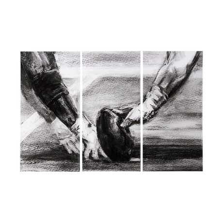 Sports Collection Football 3 Piece Triptych (L) by Mercana Studio a Hand Embellished Textured Canvas by Mercana at Eve Furniture