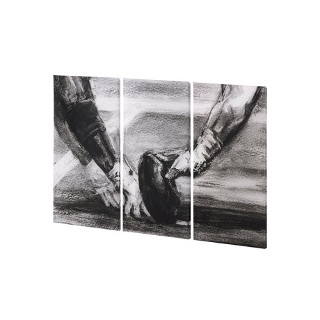 Sports Collection Football 3 Piece Triptych (S) by Mercana Studio a Hand Embellished Textured Canvas by Mercana at Eve Furniture