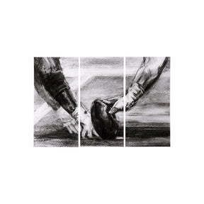 Sports Collection Football 3 Piece Triptych (S) by Mercana Studio a Hand Embellished Textured Canvas by Mercana at Eve Furniture